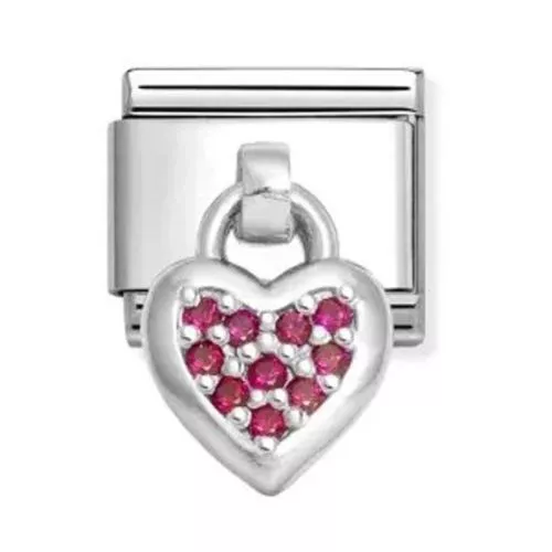 Nomination Classic Silvershine Sydän / punaiset kivet 331800/26-1