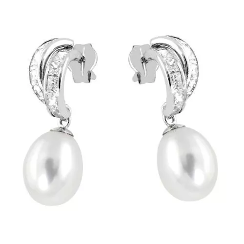 Valkokultaiset helmikorvakorut 4-06667/B-1