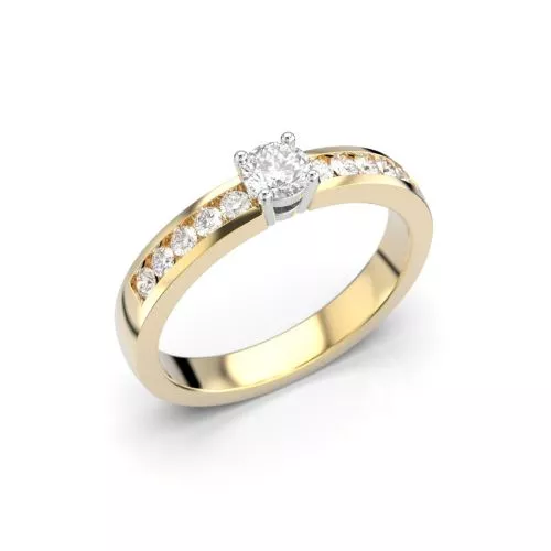 Festive Venice Solitaire timanttisormus, kelta- ja valkokulta 400-040-KV