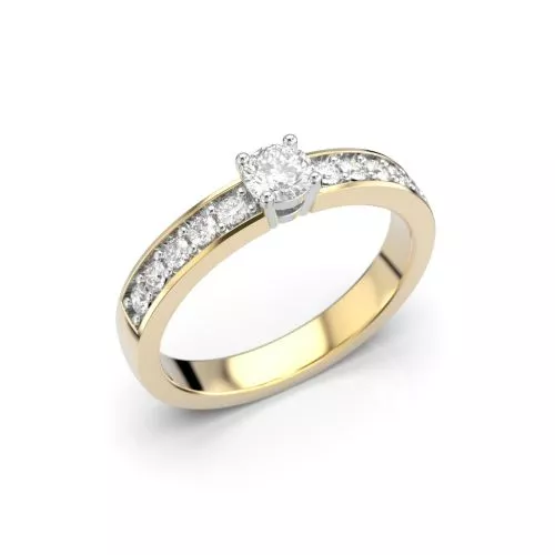 Festive Ariel Solitaire timanttisormus, kelta- ja valkokulta 402-040-KV