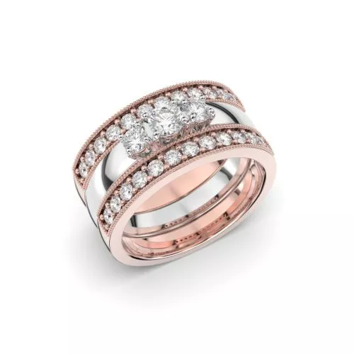 Festive Ariel Set 3 timanttisormusta, puna- ja valkokulta 402-428-073-PV