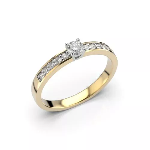 Festive Ariel Solitaire timanttisormus, kelta- ja valkokulta 405-022-KV