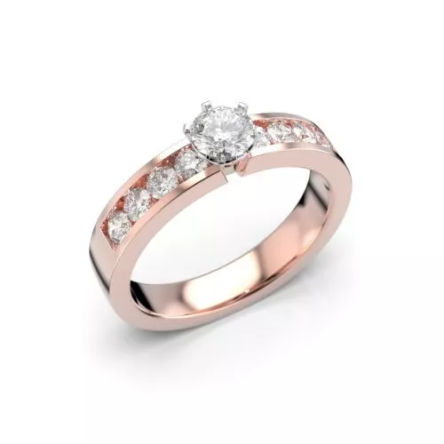 Festive Venice Solitaire timanttisormus, puna- ja valkokulta 407-070-PV