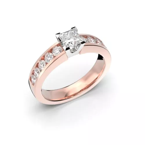 Festive Wanjatar Princess timanttisormus, puna- ja valkokulta 408-090-PV