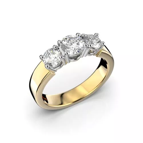 Festive Trilogy Trend timanttisormus, kelta- ja valkokulta 445-100FL-KV