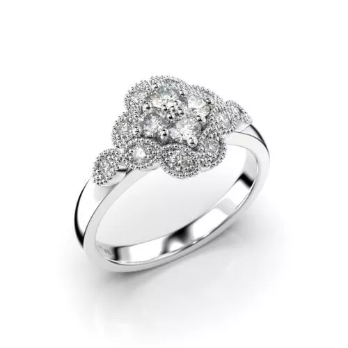 Festive Lotus timanttisormus, platina 524-045-PT