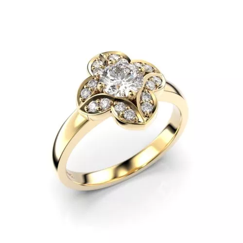 Festive Magnolia timanttisormus, keltakulta 527-061-KK