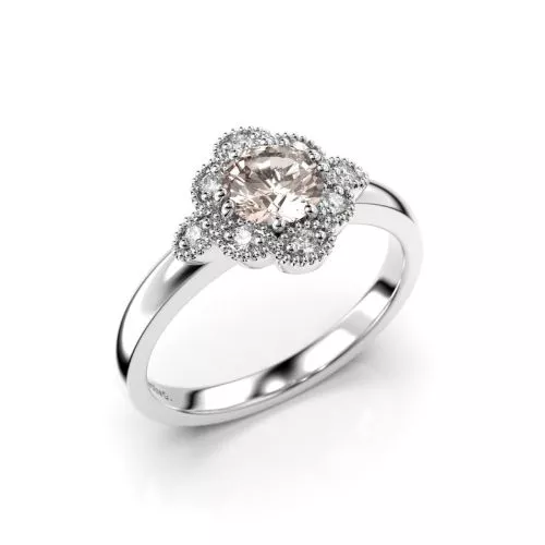 Festive Little Lotus Morganiitti timanttisormus, platina 541-058M-PT