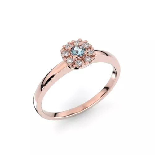 Festive Jasmin Akvamariini timanttisormus, punakulta 562-015A-PK