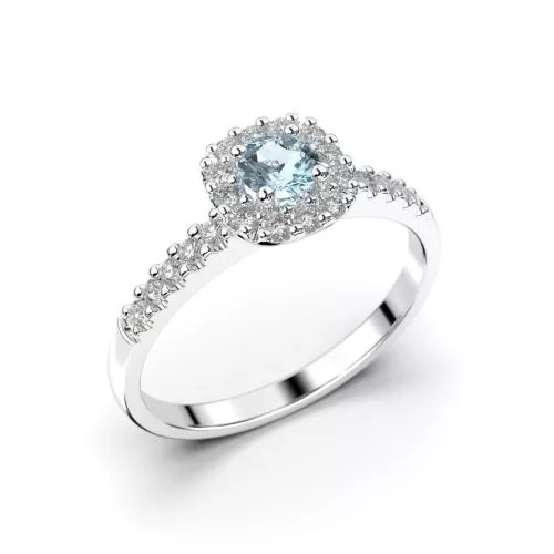 Festive Janette Akvamariini timanttisormus, platina 566-040A-PT
