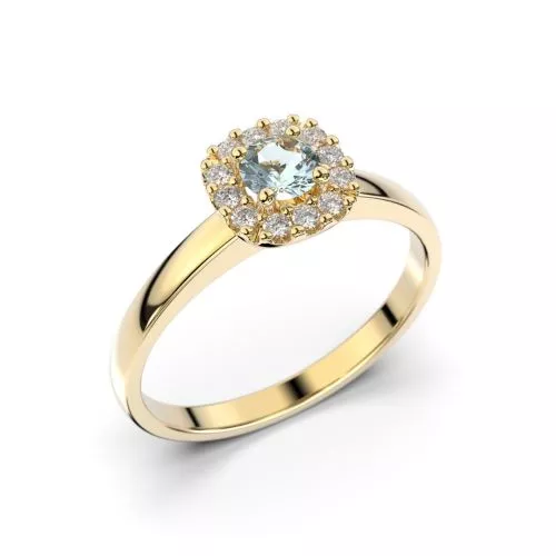 Festive Janette Akvamariini timanttisormus, keltakulta 567-030A-KK