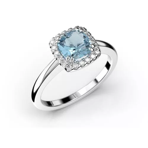 Festive Elsa timantti-akvamariinisormus, platina 587-090A-PT