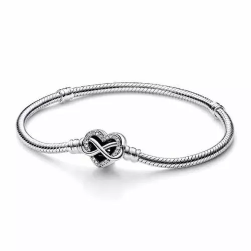 Pandora Moments Sparkling Infinity Heart Clasp Snake Chain Armband 23 cm 592645C01-1