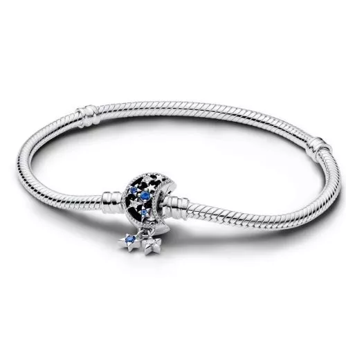 Pandora Moments Sparkling Moon Clasp Snake Chain rannekoru 20 cm 592819C01-1