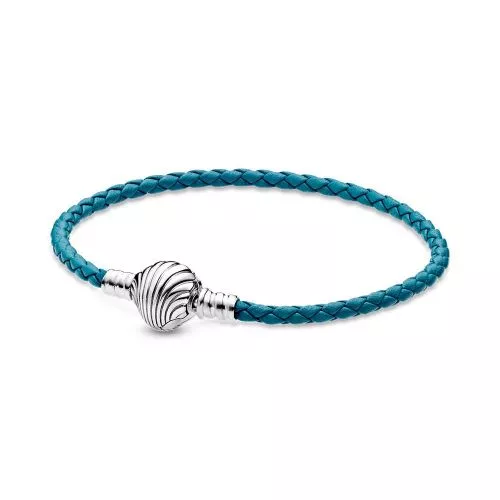 Pandora Moments Seashell Clasp Turquoise Braided Leather 19 cm -rannekoru 598951C01-1