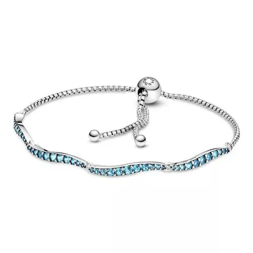 Pandora Blue Wavy Slider -rannekoru 599436C01-1