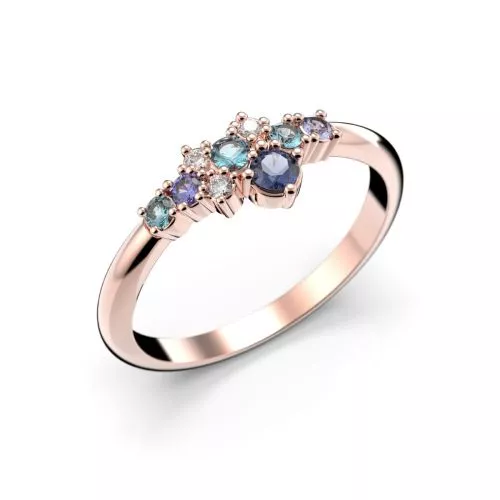 Festive Nelly Blue timanttisormus, punakulta 609-019B-PK