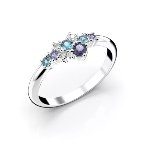 Festive Nelly Blue timanttisormus, platina 609-019B-PT