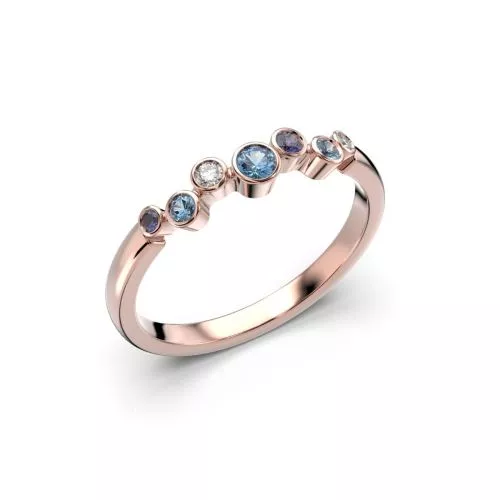 Festive Drop Blue timanttisormus,punakulta 644-015B-PK