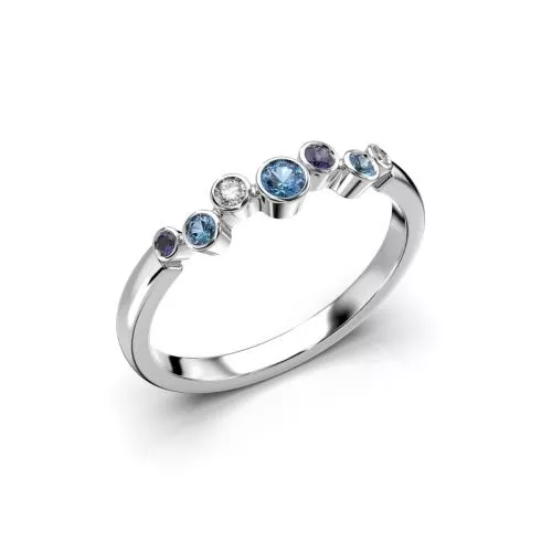 Festive Drop Blue timanttisormus, platina 644-015B-PT