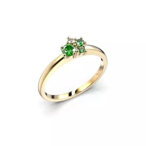 Festive Nadja Bloom Green timanttisormus, keltakulta 691-017G-KK