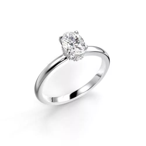 Festive Heidi Hidden Halo Oval timanttisormus, platina 711-060-PT