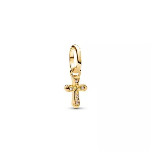 Pandora Sparkling Cross Mini Dangle hela, kullattu 763044C01
