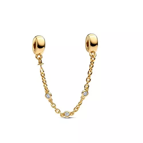 Pandora Triple Clear Stone turvaketju, 14K kullattu 763515C01-05-1