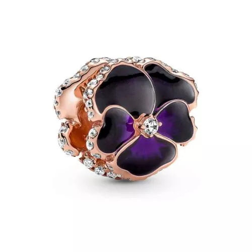 Pandora Rose Deep Purple Pansy Flower hela 780777C01-1