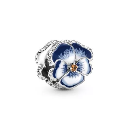 Pandora Blue Pansy Flower 790777C02-1