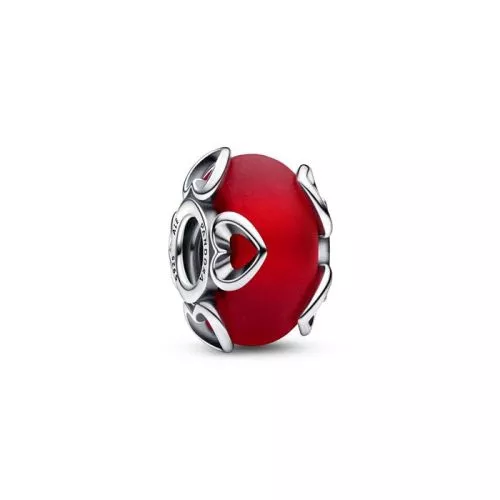 Pandora Moments Frosted Red Murano Glass & Hearts hela 792497C01-1