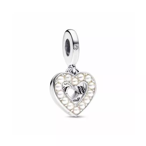 Pandora Pearlescent White Heart Mum Double Dangle 792649C01-1