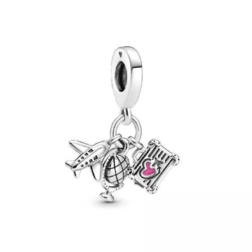 Pandora Airplane Globe & Suitcase Charm 799435C01-1