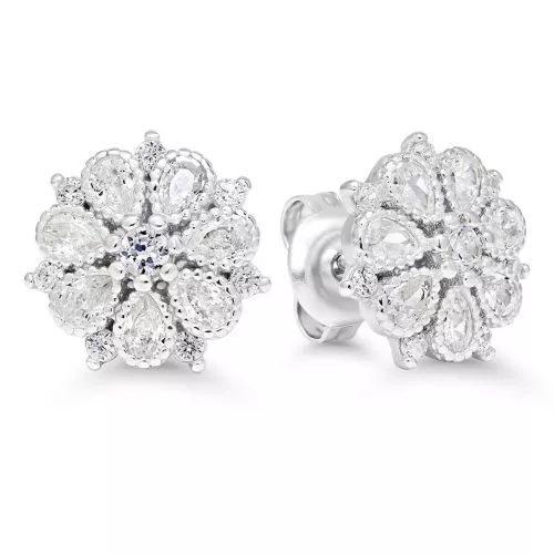 Hopeiset korvakorut / kukka BOL-E3761Z-1