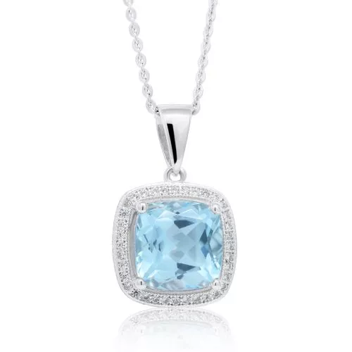 Hopeinen kaulakoru / topaasi BOL-N1380TZ/40-45CM-1