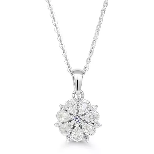 Hopeinen kaulakoru / kukka 40 - 45 cm BOL-N3761Z/40-45-1