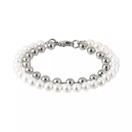 Teräs / helmirannekoru BSS906 SS+WHITE-1