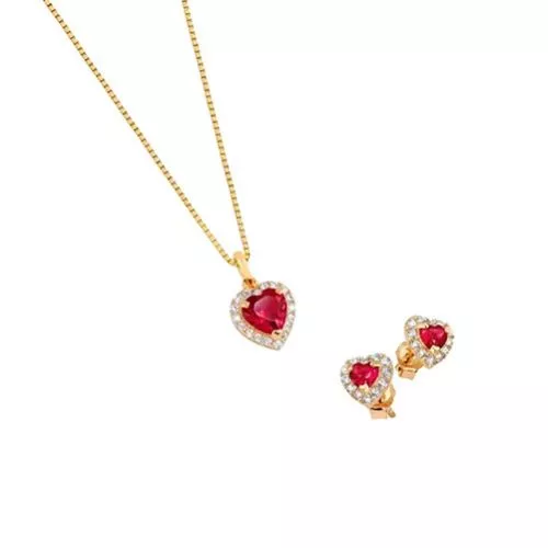 Kultainen korusetti, punainen sydän