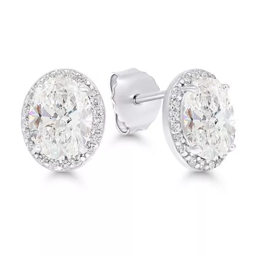 Silberohrringe mit Zirkonia, oval E-1032Z