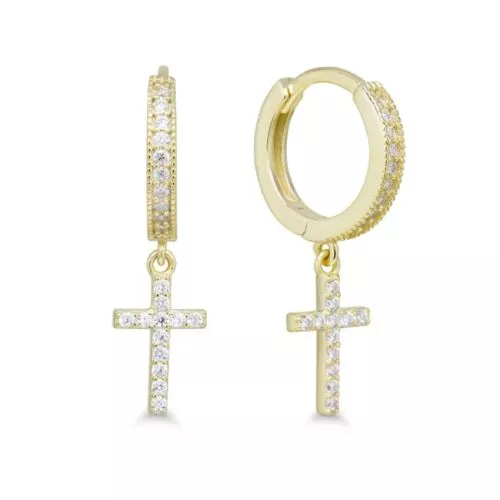 Hopeiset ristikorvakorut, kullattu E-1912ZGP-1