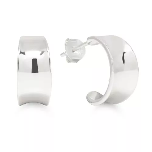 Silberne Ringohrringe, Konkav E-24797