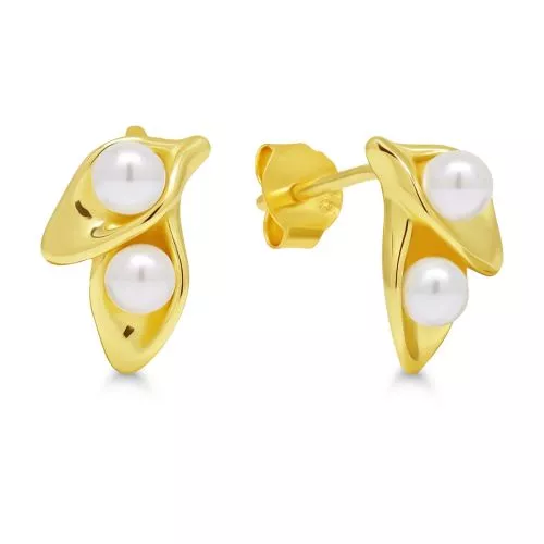 Silberohrringe mit Perlen, Vergoldet E-30921PG