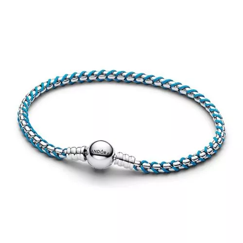 Pandora Blue Cord Box Chain Armband (17 cm) 593816C01-1