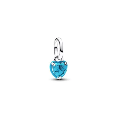 Pandora Turquoise-coloured Heart Mini Dangle Charm hela 793827C01-1