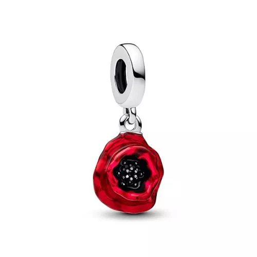 Pandora Red Flower Dangle Charm hela 793917C01-1