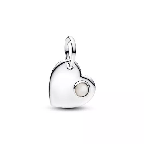 Pandora June Engravable Heart White Stone Dangle Charm berlock 794295C06
