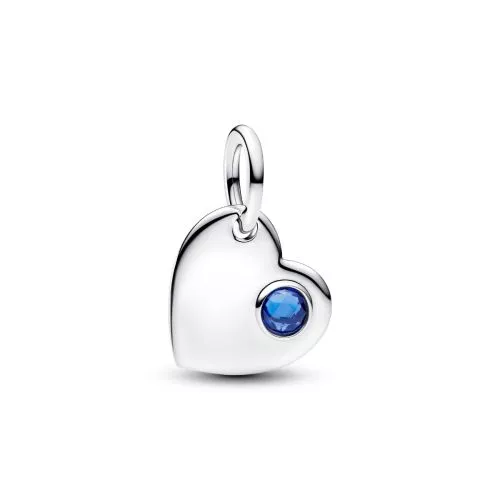 Pandora September Engravable Heart Blue Stone Dangle Charm berlock 794295C09