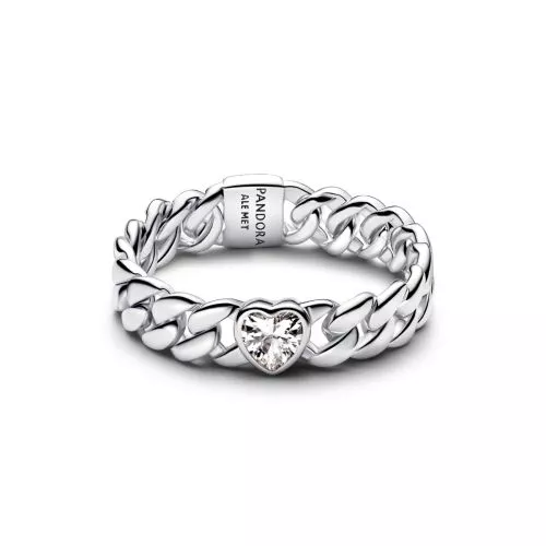 Pandora Heart Cuban Chain sormus 194386C01