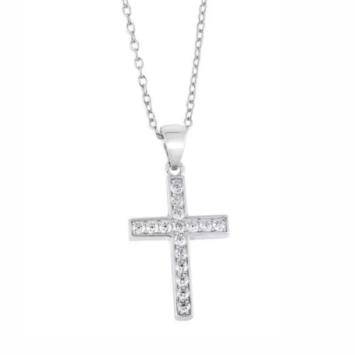 Hopeinen ristikaulakoru HP-0784-1