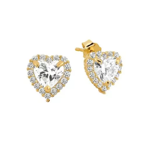 Kultaiset korvakorut, sydän JE55620-ALL WHI CZ-1